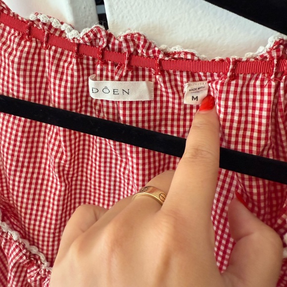 Down Red Gingham Traveler Top - Picture 5 of 5